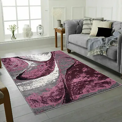 Modern Pattern Rug Black Grey Soft Large Living Room Floor Bedroom Carpet Rugs • £37