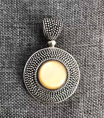 Vintage Sterling 925 BA Indonesia Mother Of Pearl Yellow Hue Pendant 21.1 Grams • $85