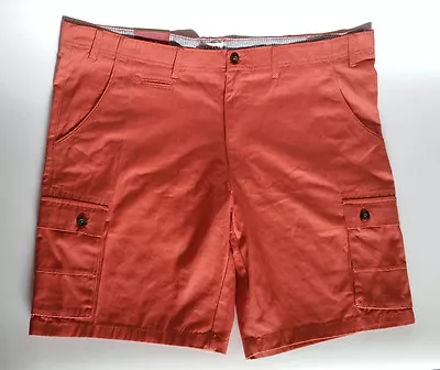 NEW Merona Salmon Orange Khaki Flat Front Cargo Shorts Mens Casual Cotton Sz 44 • $7.49