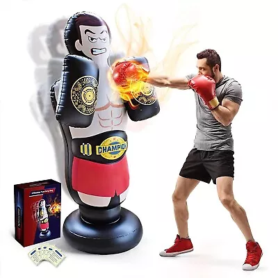 67 Inch Inflatable Punching Bag With Kickboxing Pad For Hand Protection MMA New • $49.98