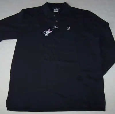 NWT Psycho Bunny SOLID NAVY BLUE Long-Sleeve Polo Shirt Men's 6/L  Pink LOGO • $69.99