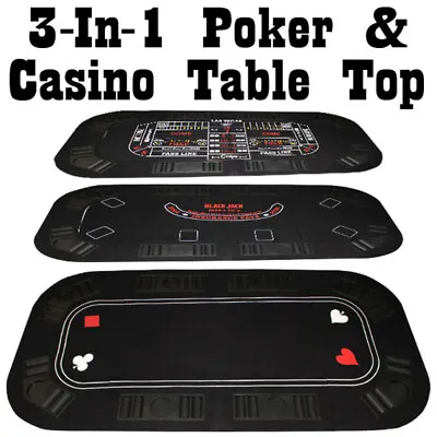 $110.49 • Buy 3 In 1 Folding Table Top Felt Layout With Poker, Blackjack And Craps New