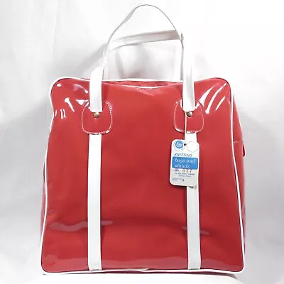 Vintage Boye Knitting Bag Tote Red Vinyl 1960s Unused • $45