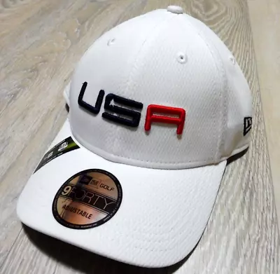 Usa 2020 Ryder Cup Hat Mens Adjustable Team Issued White New Era Golf Polyester • $29.99