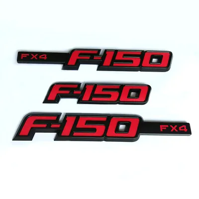 3x OEM F150 Fx4 Side Fender Emblem F-150 Rear Badge 3D Logo Fits F-150 Black Red • $45.16