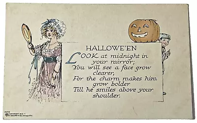 VTG Halloween Jack O Lantern & Girl PF Volland 4043 Arts & Crafts C1915 Postcard • $69.99