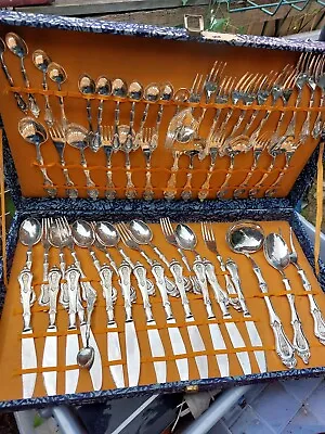 Vintage Italian 64 Piece Silverplate Set Cutlery Fork Knives Spoons • $65