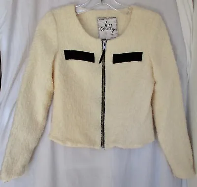MILLY New York Women's Boucle Ivory Zip Up Jacket  Size 0 • $40