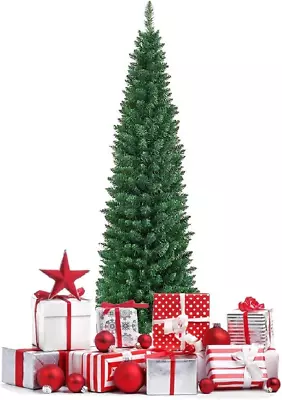 5 FT Pencil Slim Christmas Tree Artificial Christmas Tree With Foldable Metal S • $225.36