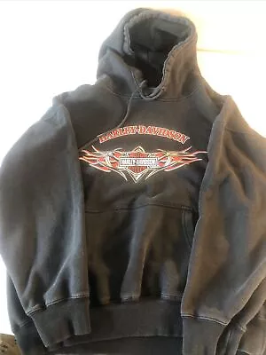Vintage Harley Davidson Sweatshirt Hoodie L 80s Black Flames • $89.99