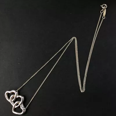 TIFFANY&CO. Silver 925 Triple Open Hearts Pendant Necklace/5Y0104 • $1