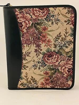 Vtg Franklin Covey Floral Tapestry Aniline Leather Planner 7 Ring Binder 9x11  • $59.99