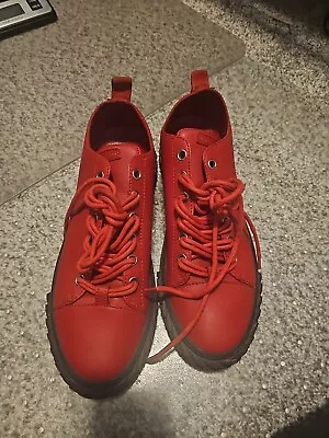 Giuseppe Zanotti Red Leather Blabber Jellyfish Low Top Sneakers Size 45 • $90