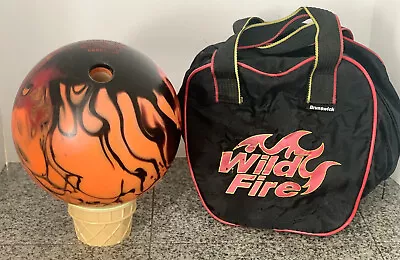 Vintage Brunswick Wild Fire (11 LB) Bowling Ball RED W Vintage Carrying Bag • $69.99