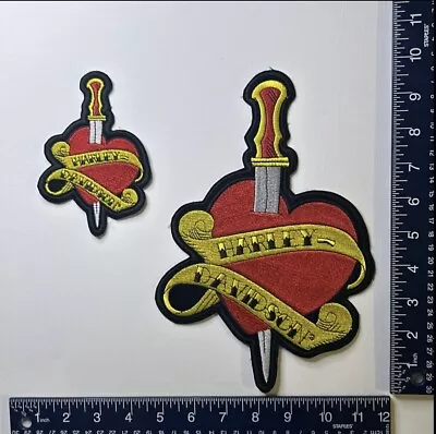 Authentic Vintage Harley-Davidson Sword Heart Banners LG Small Emblems Set • $48