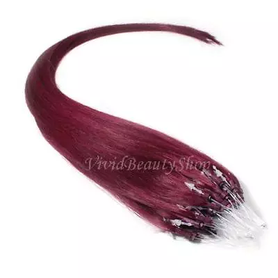 100 Micro Loop Rings Beads I Tip Indian Remy Human Hair Extensions Burgundy 0.8g • $129.99