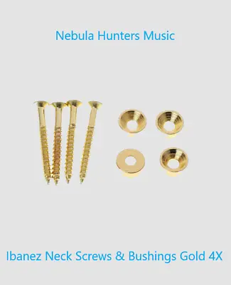  Ibanez Guitar Gold Neck Bolt-On Mounting Screws With 4 Ferrule Bushings New • $14.10