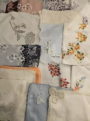 Vintage Ladies Hankie Lot Of 13 Floral Lace Handkerchief  • $6.99