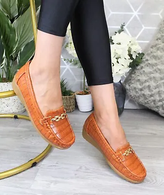 £12.95 • Buy Wedge Loafers Slip On Pumps Flats Comfy Women Ladies Boat Work School Shoes Size