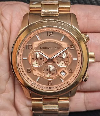 New Old Stock - MICHAEL KORS RUNWAY MK8096 - Chronograph Rose Gold SS Men Watch • $48.50