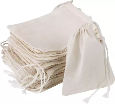 GIYOMI 20 Pcs Muslin Drawstring BagsNatural Unbleached Cotton Straining Herbs C • $12.16