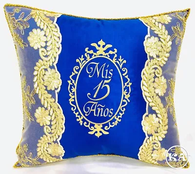 $69.75 • Buy NEW! Quinceanera Kneeling Pillow Royal Blue With Gold - Cojin De Quinceanera