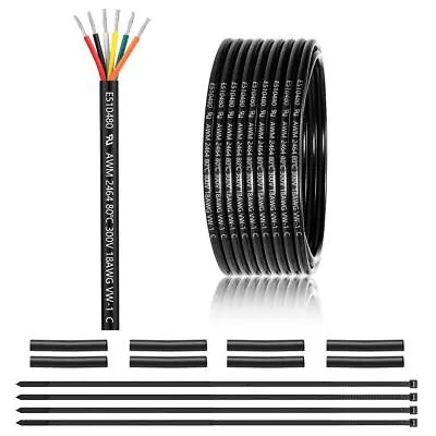18 Gauge 6 Conductor Electrical Wire 25FT UL 2464 18 AWG 6 Cable Tinned Copper • $38.19