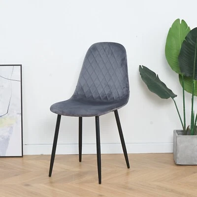$192 • Buy Amaze 4X Dining Chair Velvet Padded Seat Metal Leg Kitchen Dressing Chair Offic