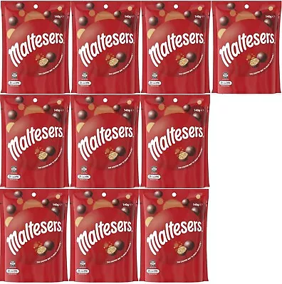 10 Packs Maltesers Milk Chocolate Crunchy Balls Pouch 140g Each • $54.50