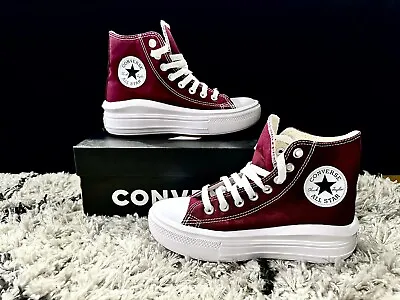 $75 • Buy Converse Women's Chuck Taylor All Star Move Hi Burgundy Platform Sneakers Sz 10