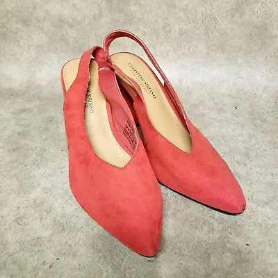 CHristian Siriano Womens 176753/36 Size 10 Red Textile Slingback 4  Pointed Toe • $17.99