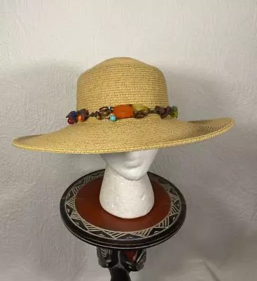 Cappelli Straworld Woven Straw Safari Bead Style Women's Beach Hat OS • $14.88