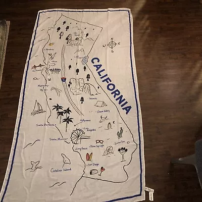 California Scarf State Map Oversized Scarf Wrap EUC 73x37” Navy White • $20