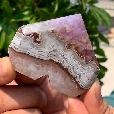 96g Amethyst Mexican Lace Agate Stone Heart Love Quartz Crystal Specimen Healing • $0.99