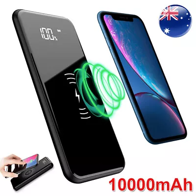 Wireless Charger 10000mAh Power Bank Fast Charging External Battery Pack 2 USB • $25.99