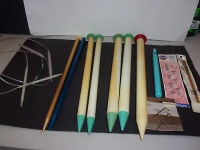 $35 • Buy Vintage Large Lot Of Knitting Needles, Hooks, And Circular Needles~other Notions