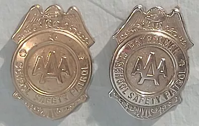 2 Vintage  AAA  School Safety Patrol Metal Badges Or Pins • $18.95