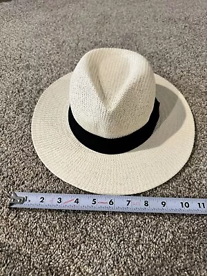Goodfellow Paper Straw Fedora Hat Mens M/L  Cotton Black Band 22”Stretched • $9.88