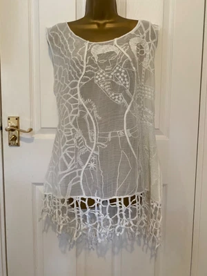 £25 • Buy Rare Salome Collection D’ete Top Mini Sheer Dress Beach Cover Blog Embroidery Vg