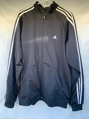 Mens Adidas Track 3 Stripes L Jacket Essentials Triple Black Full Zip Essentials • $15