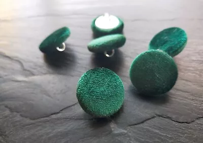 Emerald Green Velvet Buttons Fabric Covered Buttons Size 14 19 23 25 Or 31mm • £1.85