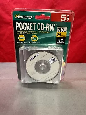 Memorex 5 Pack Pocket CD-RW 8cm Rewritable Discs 4x Speed • $14.97