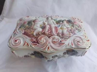 Jewellery Casket Box  Large Antique Size R Capodimonte Italy Porcelain 18x8cm • £25