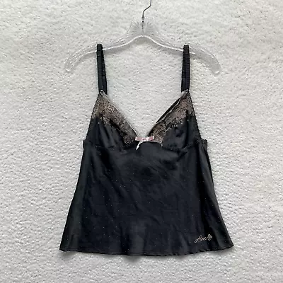 Y2K Vintage Jennyfer Grey Polka Dot Lace Bow Lingerie Babydoll Cami Camisole M • $19.55