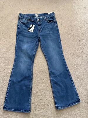 £22 • Buy River Island Medium Blue Denim Luxe Collection Flare Jeans UK 18R BNWT! RRP £42