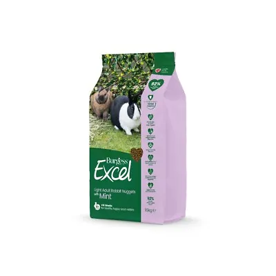 Burgess Excel Light Rabbit Food Nuggets With Mint 1.5kg For Overweight Rabbits • £6.99