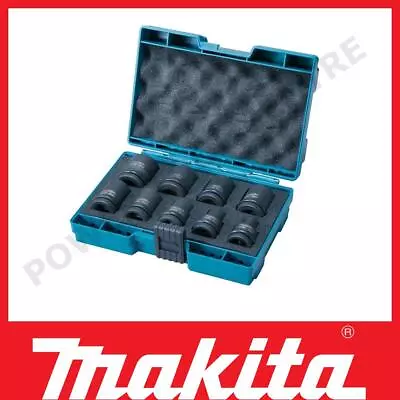 Makita D-41517 8-24mm 1/2 Inch Drive 9 Piece Impact Wrench Socket Set In Case • £29.99