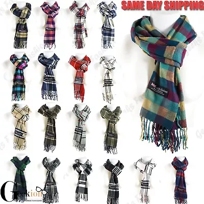 Women Men Scotland Made 100% Cashmere Plaid Scarf Winter Warm Wool Wrap Scarves  • $7.49