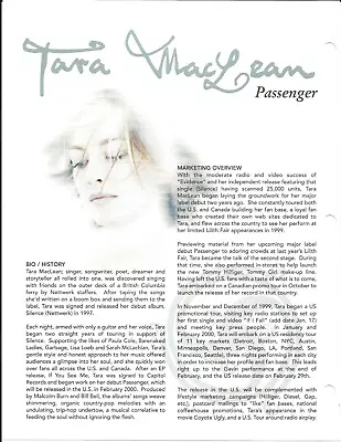 TARA MacLEAN Rare VINTAGE 2000 PROMO TRADE AD Poster Of Passenger CD MINT 8.5x11 • $24.99