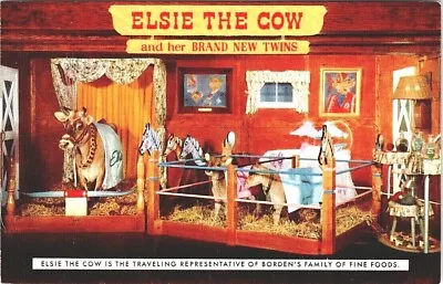 Postcard~Elsie The Cow & Twins Traveling Representative Of Borden's Foods  C1957 • $4.99